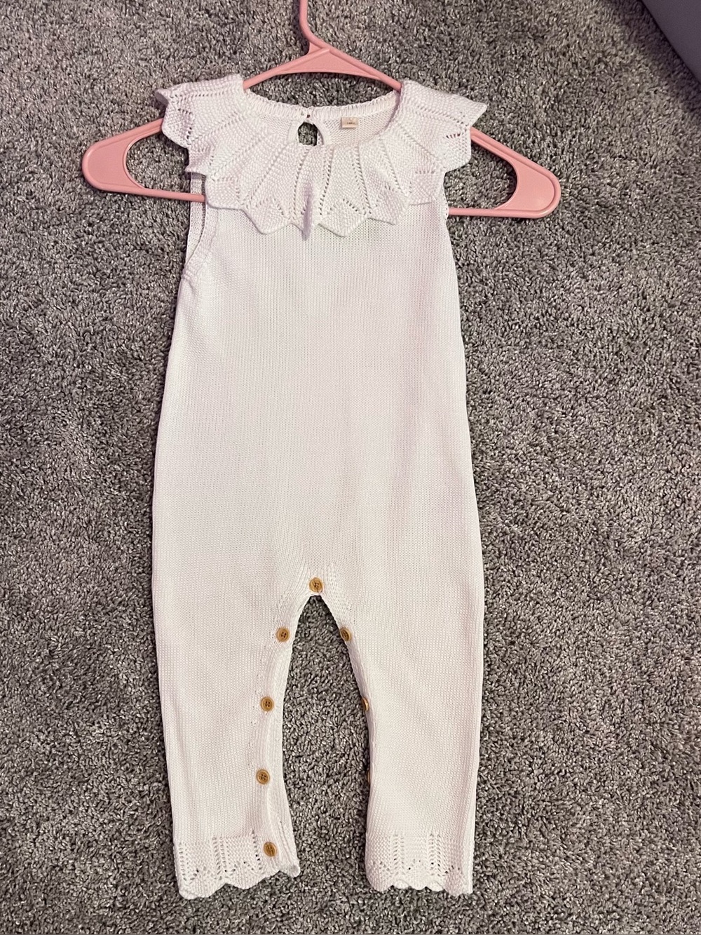 Baby Knit Sleeveless Romper with Ruffle Collar